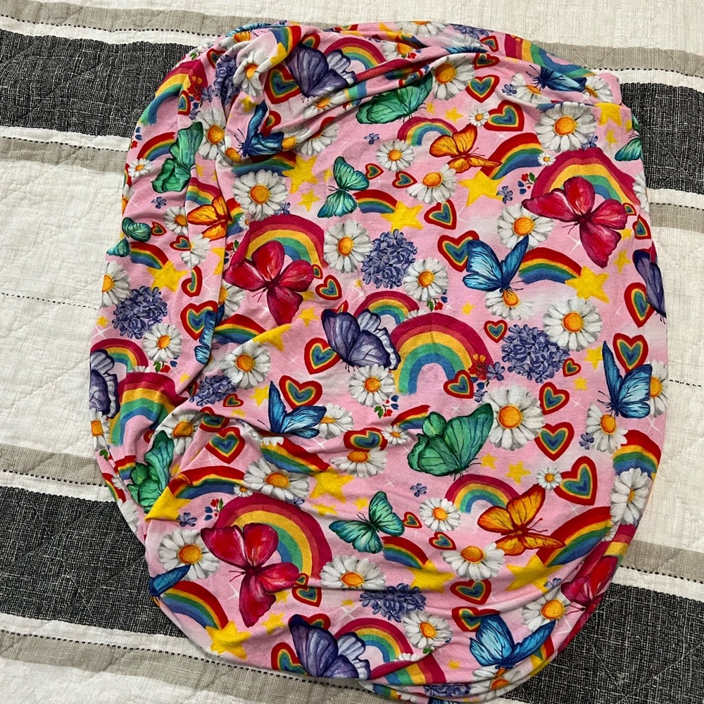 Colorful Kids Butterfly and Rainbow Crib Sheet